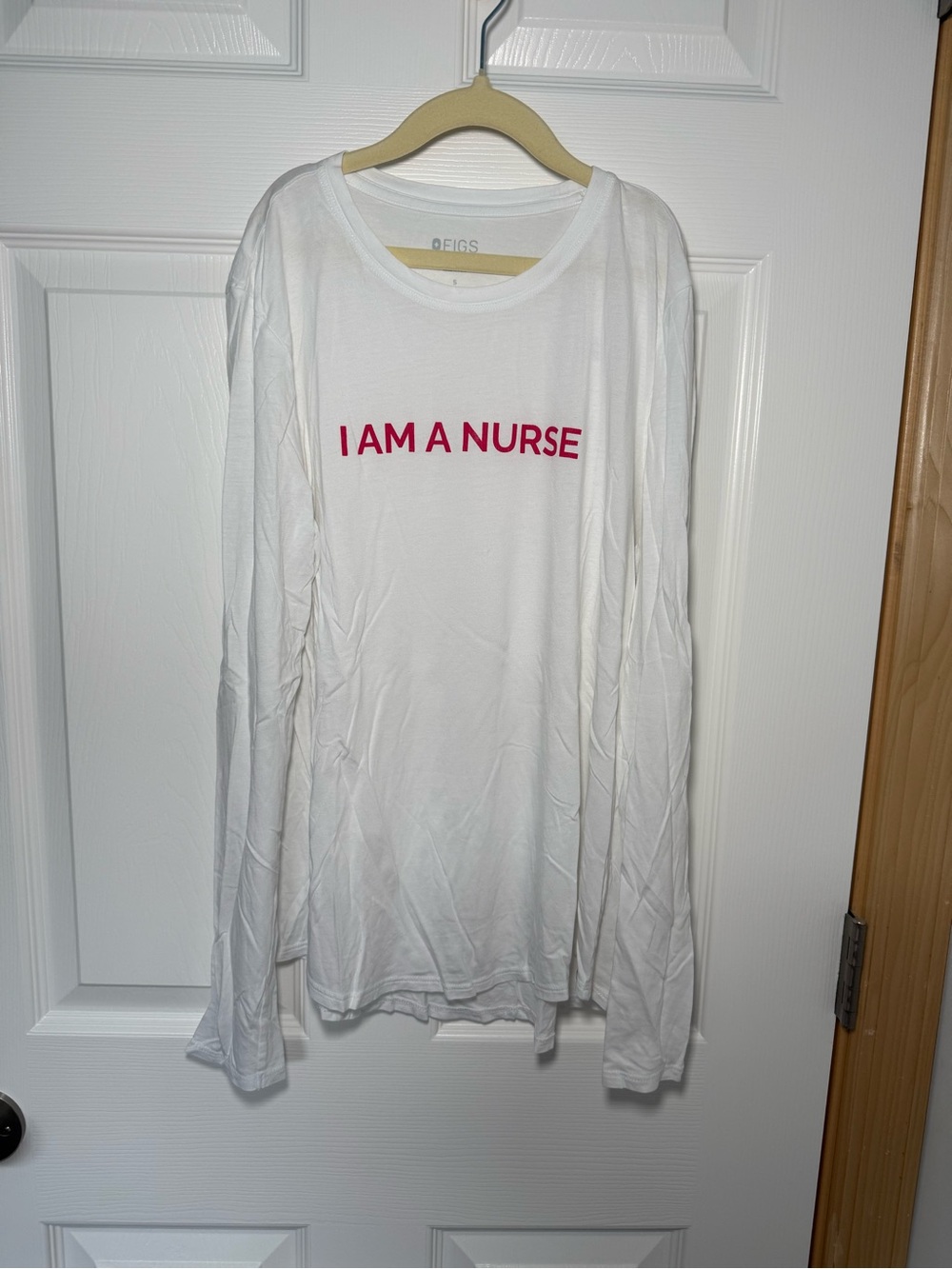 FIGS I Am a Nurse Long Sleeve Underscrub Tee White Size S